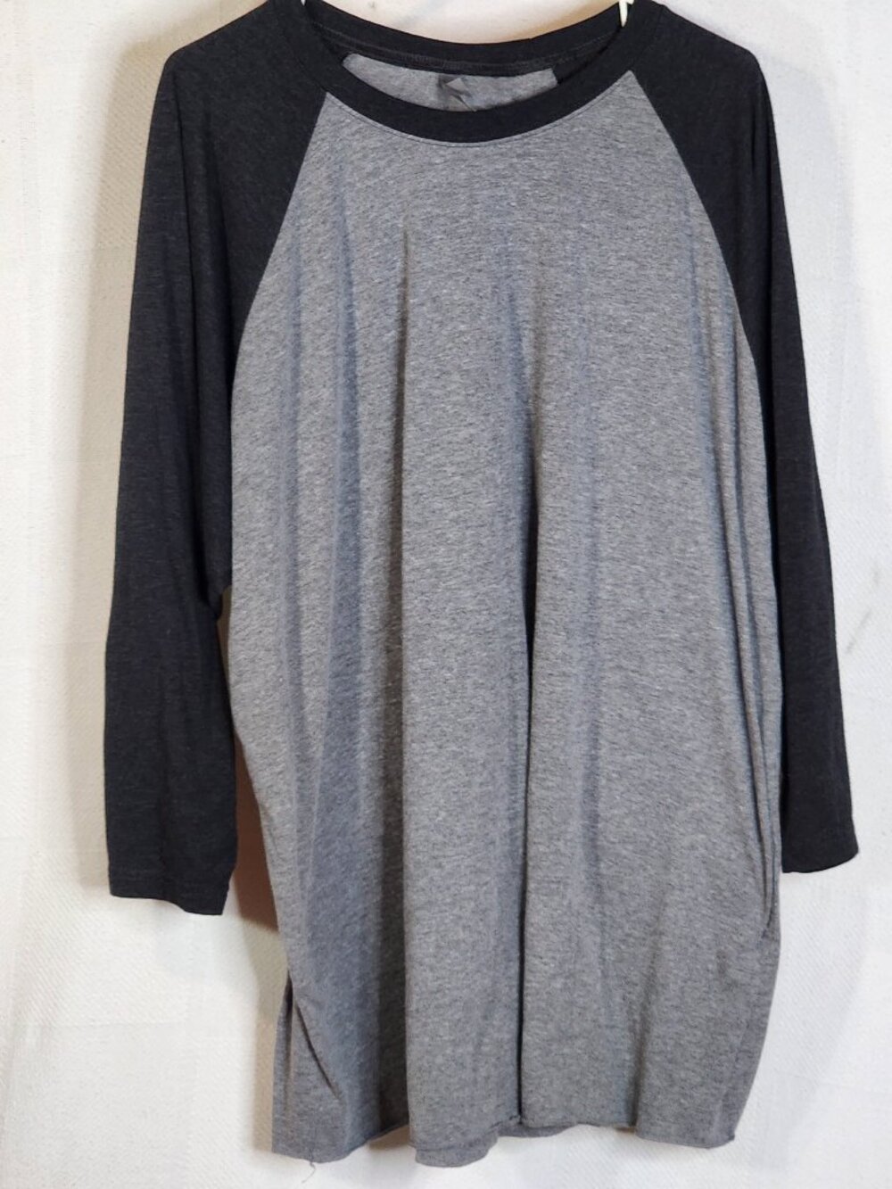 Next Level Apparel Black Sleeves/Heather Grey Tri-Blend Poly Cotton Rayon Tee 3X